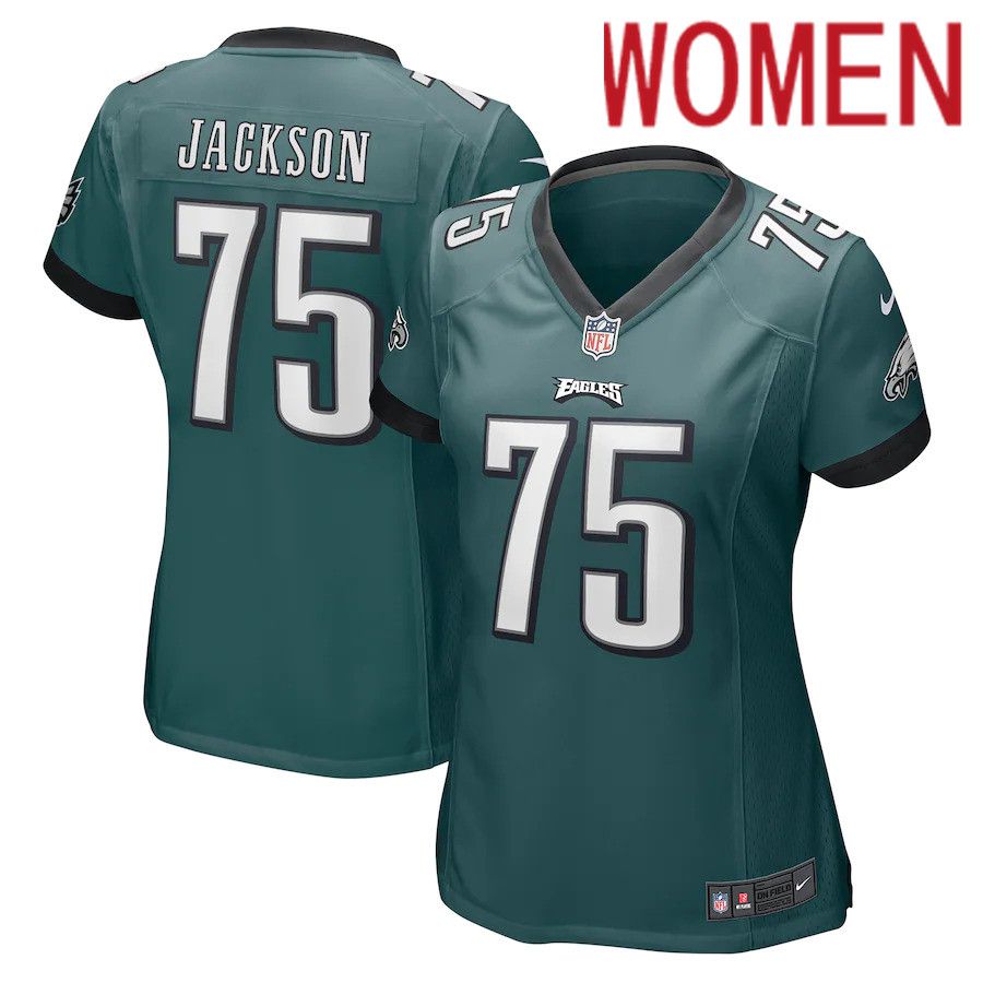 Women Philadelphia Eagles #75 Tarron Jackson Nike Midnight Green Game NFL Jersey